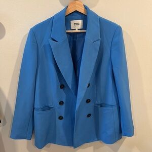 Magasin Du Nord Women’s Blue Blazer Double-Breasted Suit Jacket Size M